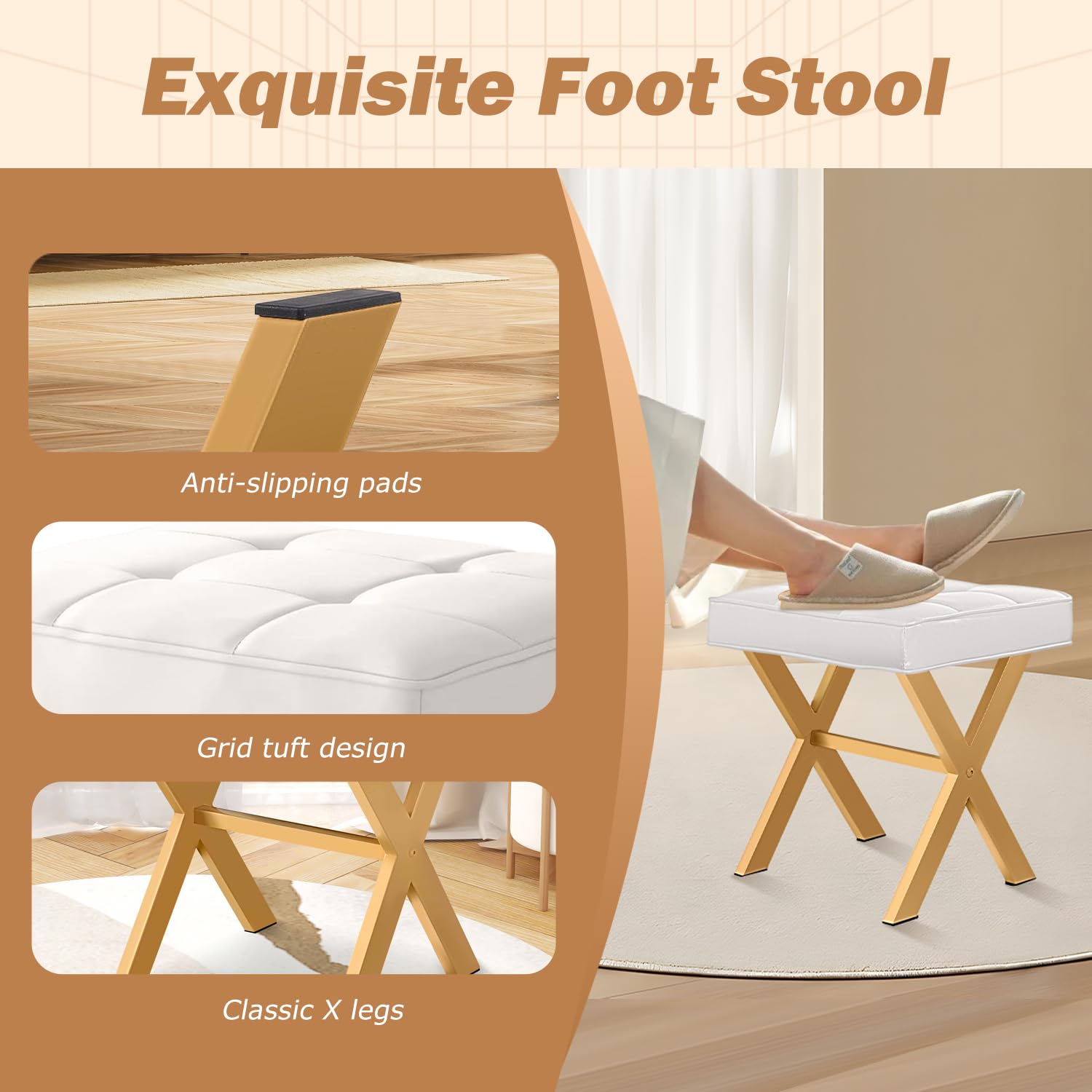 Amazon.com: COSTASKF Ottoman Foot Stool, Upholstered Cushion