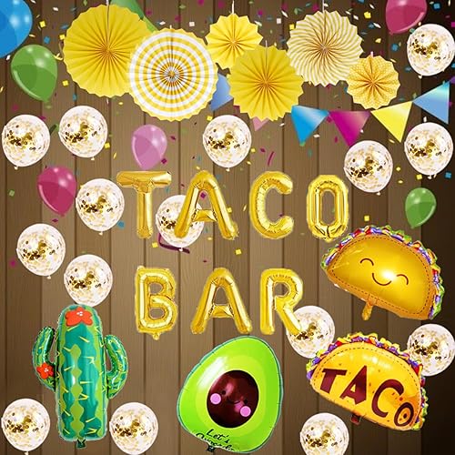 Miniatura 6 de Globos de aluminio Mylar dorados de barra de taco, cartel de fiesta temática de taco, fiesta mexicana de cumpleañosbodababy showerdespedida de