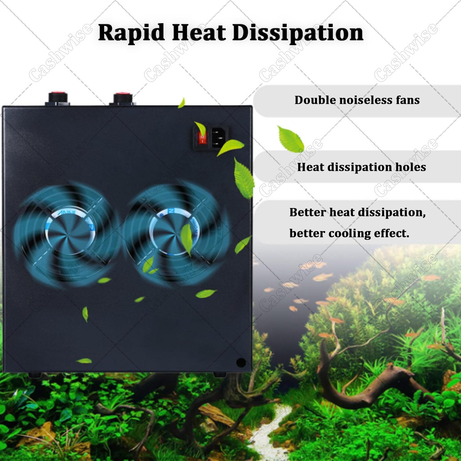 Enfriador de acuario de 1/3 HP (para hasta 79 galones), sistemas de refrigeración para acuarios e hidroponía (apto para ajolotes, arrecifes de coral y camarones); incluye bomba de agua, pantalla LED