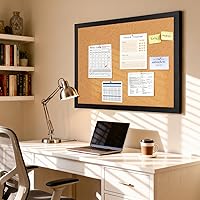 Vista 7 de WALGLASS Tablero de anuncios de corcho de 24 x 18 pulgadas, marco de madera negro para pared, oficina y sala de pinboard