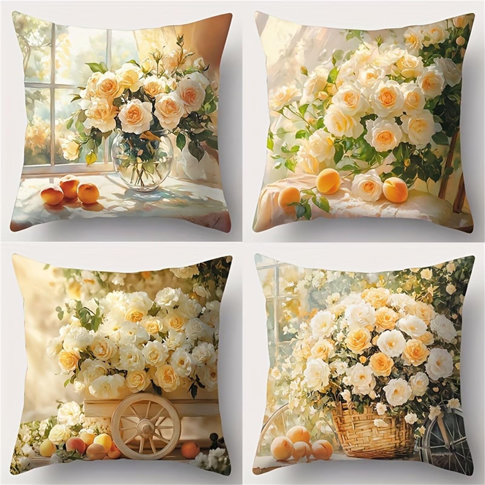 Housse de coussin canapé moderne en lin rose et jaune déco salon chaleureux