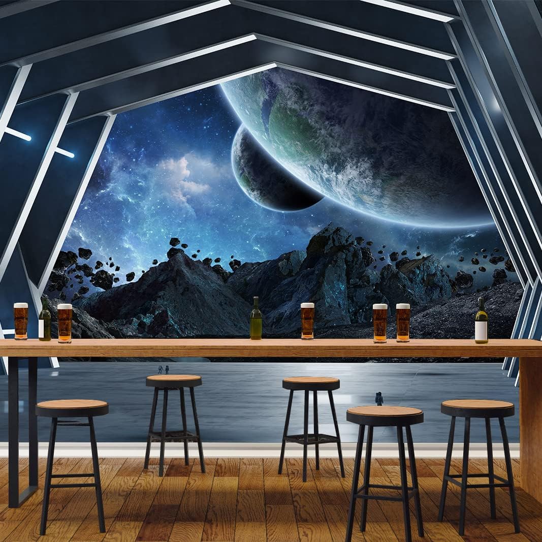 Bormia 3D Space Wallpaper Mural for Office Room Living Room Bedroom(Not Peel n' Stick)
