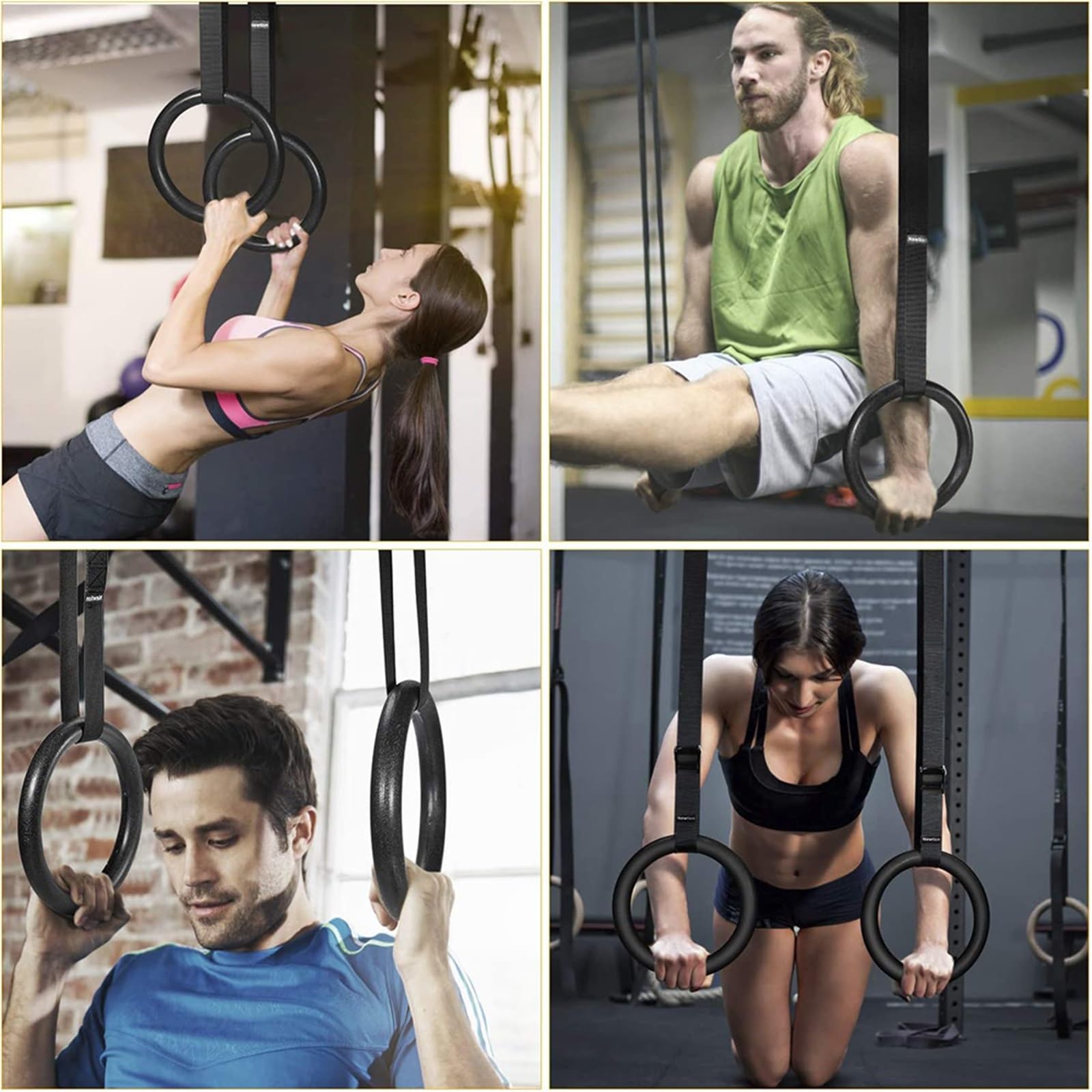 Anillas de Gimnasia Anillos de Gimnasia Ejercicio con Correas Ajustables Hebillas Acero Entrenamiento Fuerza Dominadas y Fondos