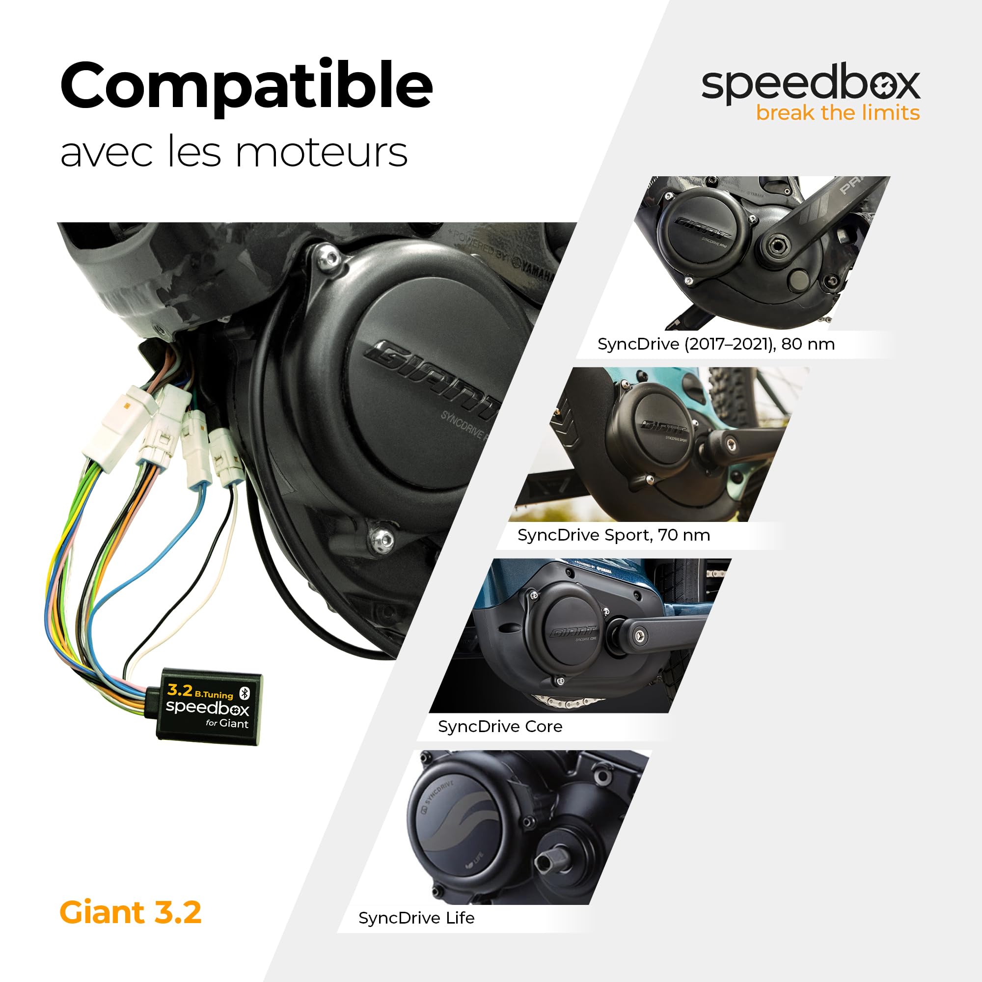 SpeedBox 3.2 Compatible avec Les vélos électriques Giant/Puce de Tuning pour Moteurs SyncDrive 2017-2026