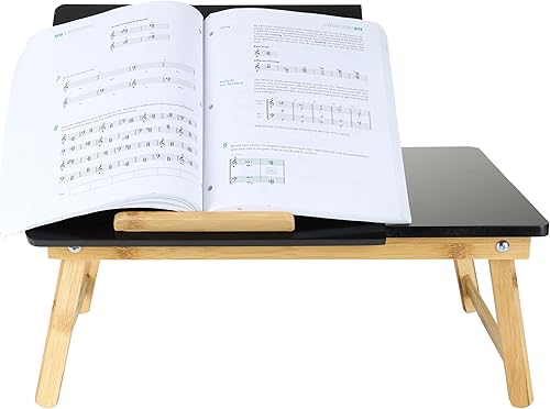 Miniatura 2 de Mind Reader Soporte para computadora portátil, bandeja de cama, dormitorio, patas plegables, rayón de bambú, 21.25 pulgadas de largo x 13.19