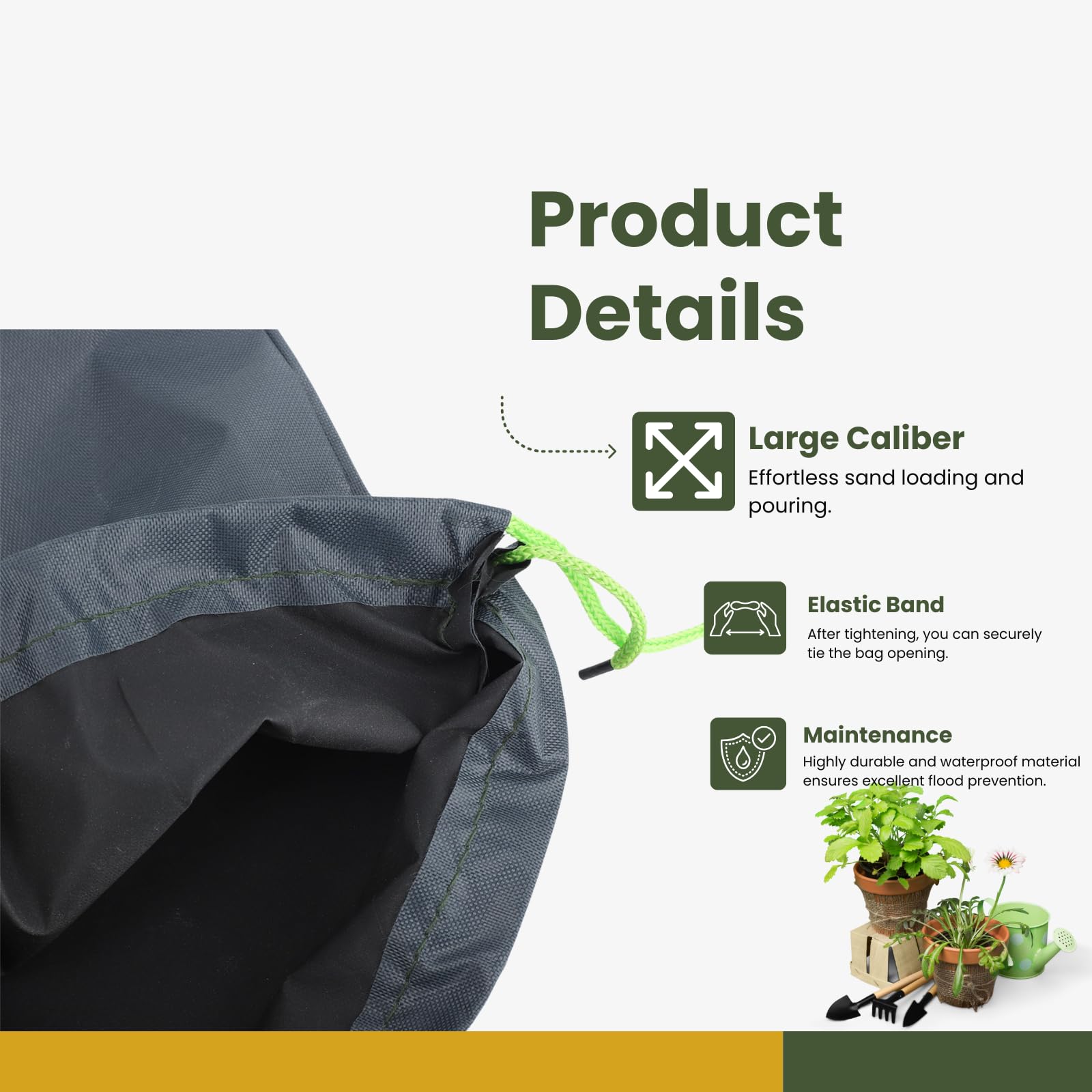 Saco de Arena sin Arena para inundaciones, 10PCS 25 * 50cm Sacos de Arena con cordón para barreras de Agua de poliéster 9.8x19.7in, para sótano Garaje Tienda(Gris)