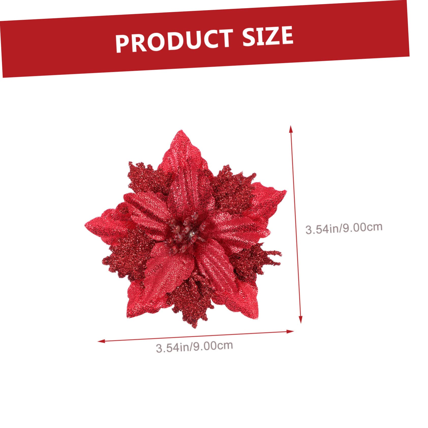 OUNONA 24piezas Flores Artificiales para Decoración De Árbol De Navidad Adornos De Poinsettia Rojos para Fiestas y Celebraciones Accesorios Festivos para Crear Un Navideño Alegre