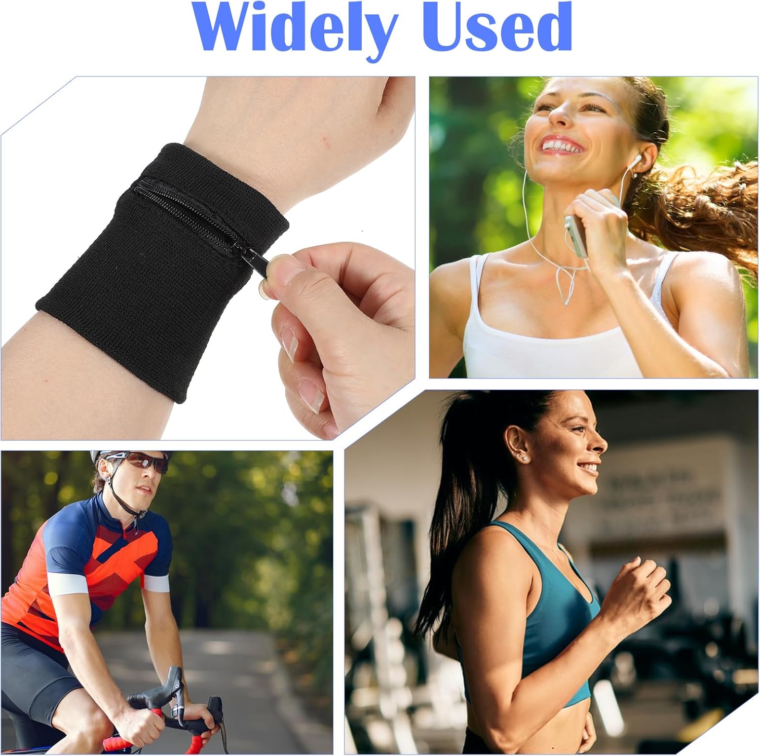 4 PCS Zipper Wrist Pouch, Cotton Sweatbands for Men & Women Breathable Absorbent Outdoor Sports Wrist Wallet Elastic Wrist Bag for Running Walking Jogging Workout Key Card Coin Storage - Image 6