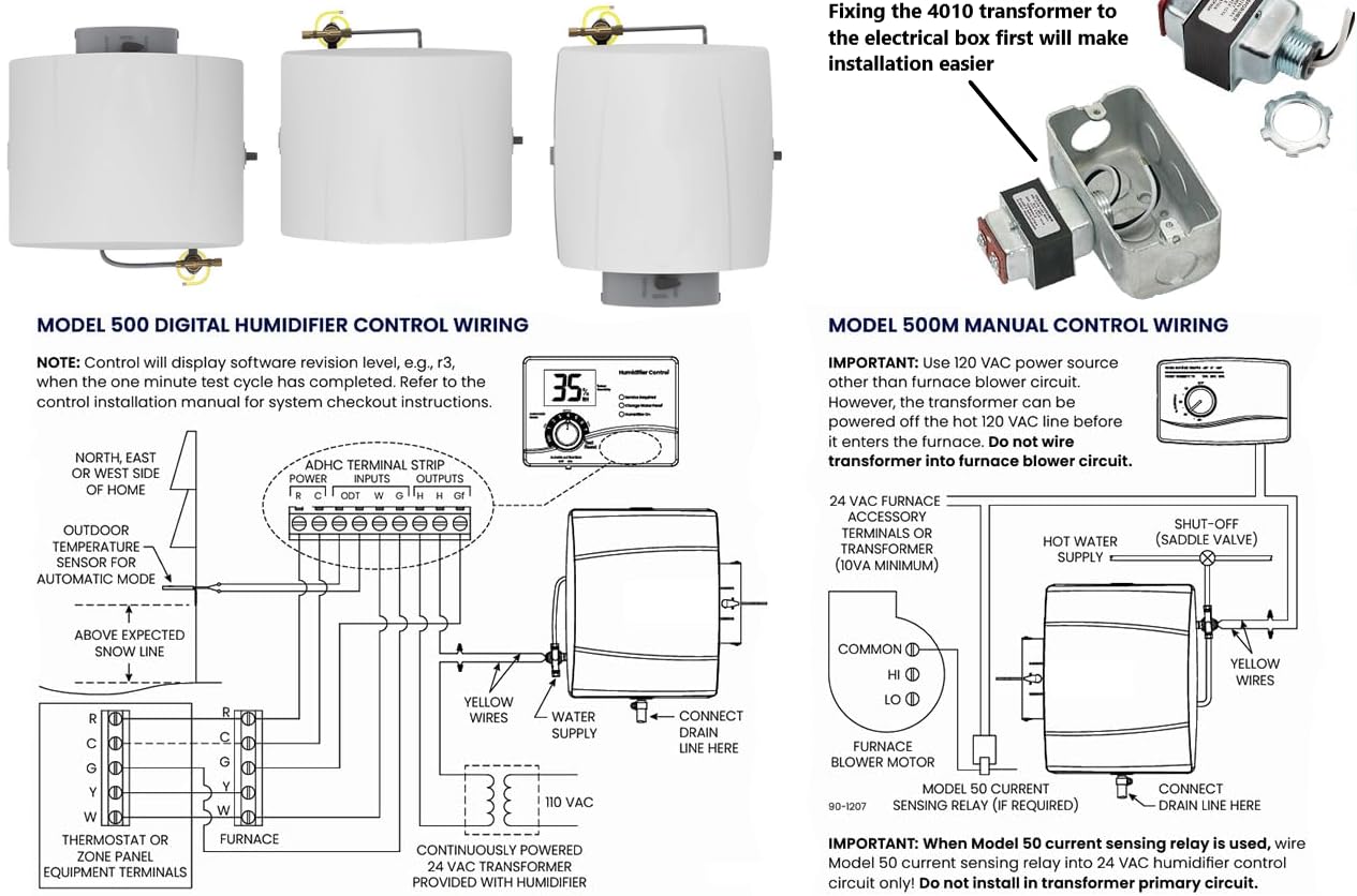 4010 Humidifiers Transformer for 400, 550, 550A, 558, 560, 560A, 568, 600, 700 Model Humidifiers, 110V to 24V Transformer 10VA for Humidifier Controller Replacement Parts #GP-LT240V420T