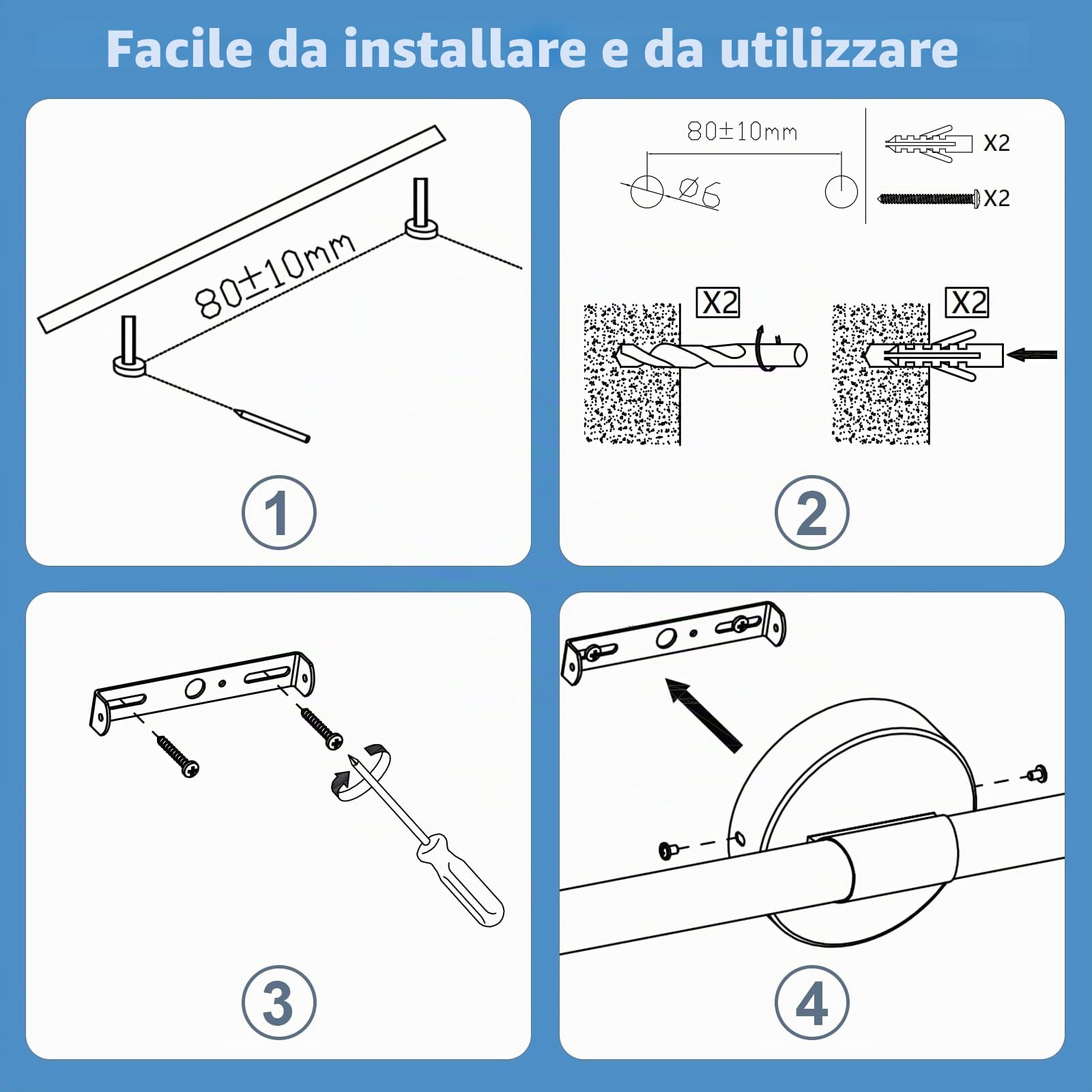 Lampada da parete a specchio a LED per bagno, in oro - 60 cm, 8 W, | 4000 K