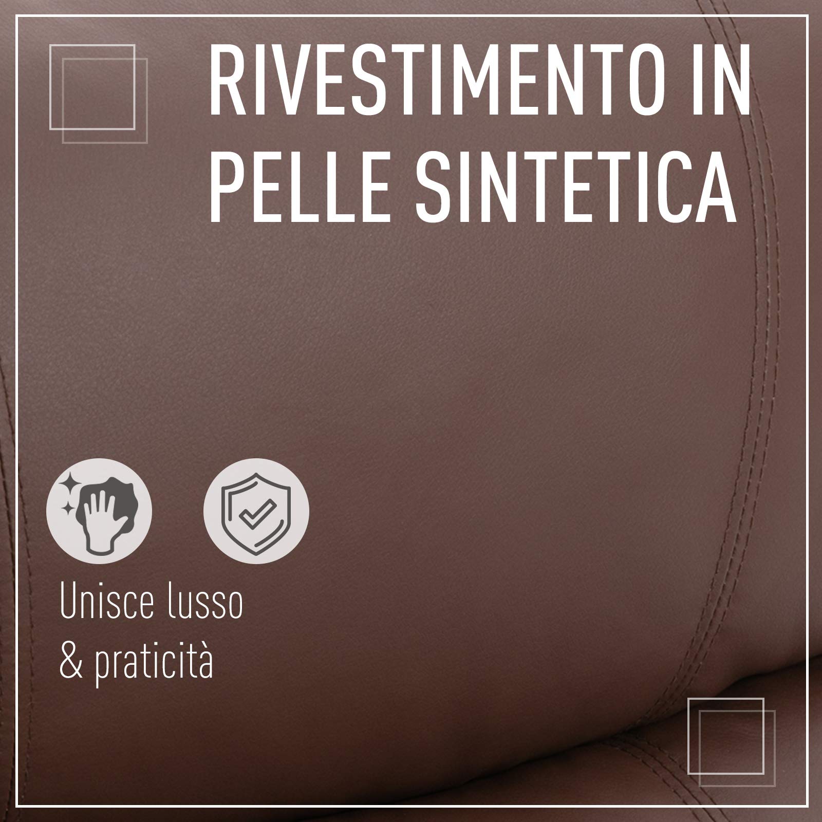 HOMCOM Poltrona Relax Manuale con Schienale Reclinabile 145° e Poggiapiedi in Pelle PU Marrone, 76x91x106cm
