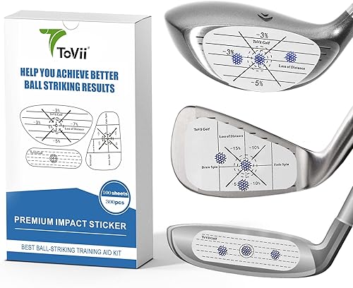 ToVii Juego de 300 cintas de impacto de golf ~ 600 piezas, análisis de consistencia de puntos dulces y disparos, calcomanías de impacto de club para