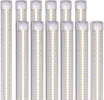 8ft LED Shop Light Fixture - 100W 15000LM 5000K 12 Pack, 8 Foot V Shape LED Strip Lights, 96" T8 LED Tube Light for Garage, Linkable with Plug