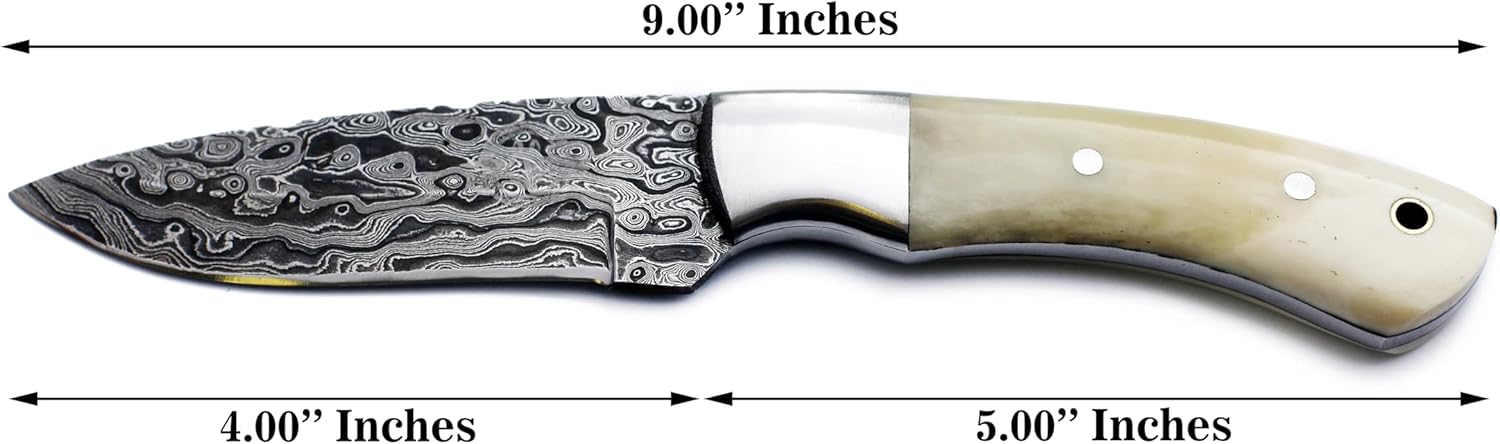 DCX18-100 Handmade Damascus Steel Hunter, Bone Handle, Survival Tactical Hunting Fixed Blade Knife with Cowhide Leather Sheath … Be the first to review this item