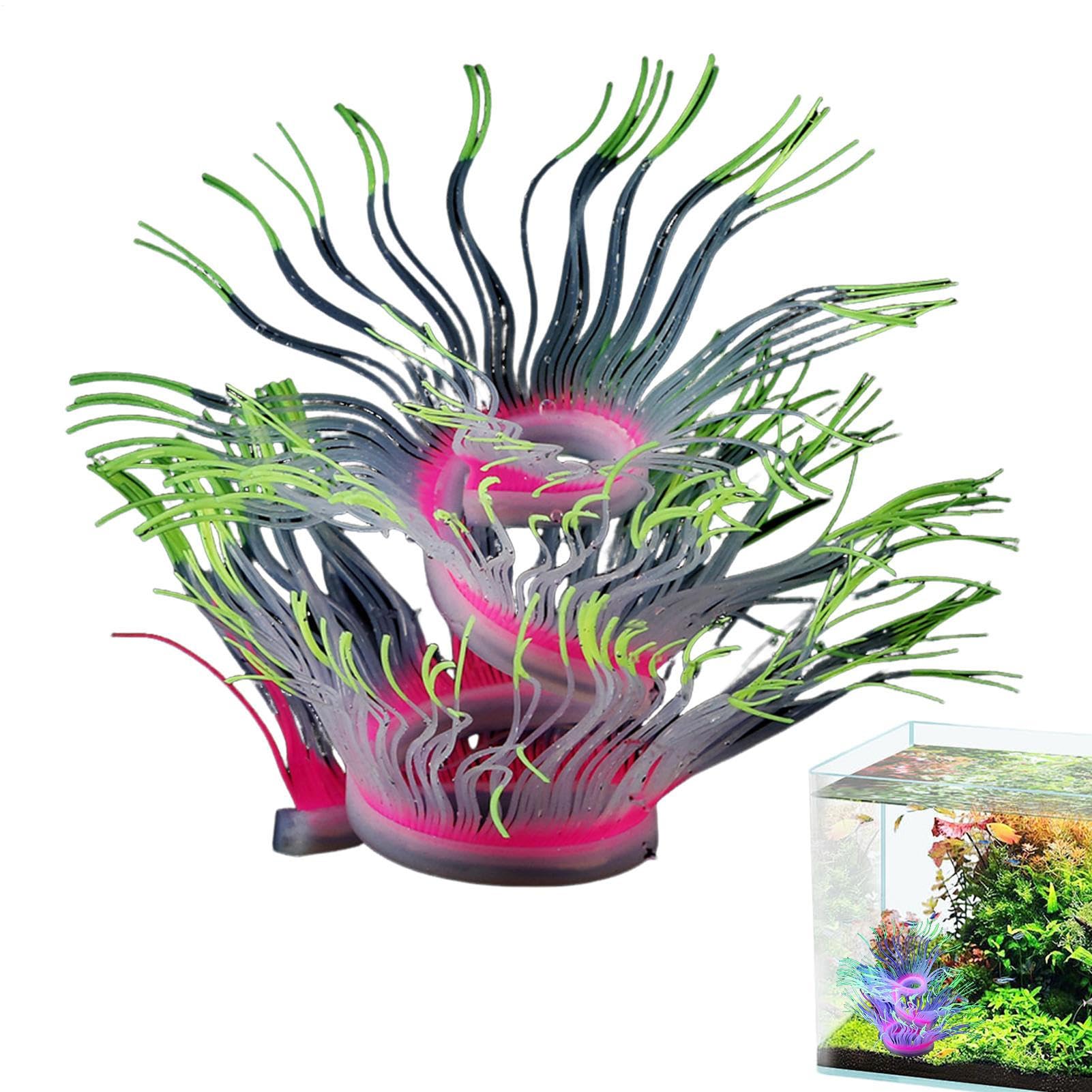 Anémone de mer en silicone et décorations d'aquarium artificiels