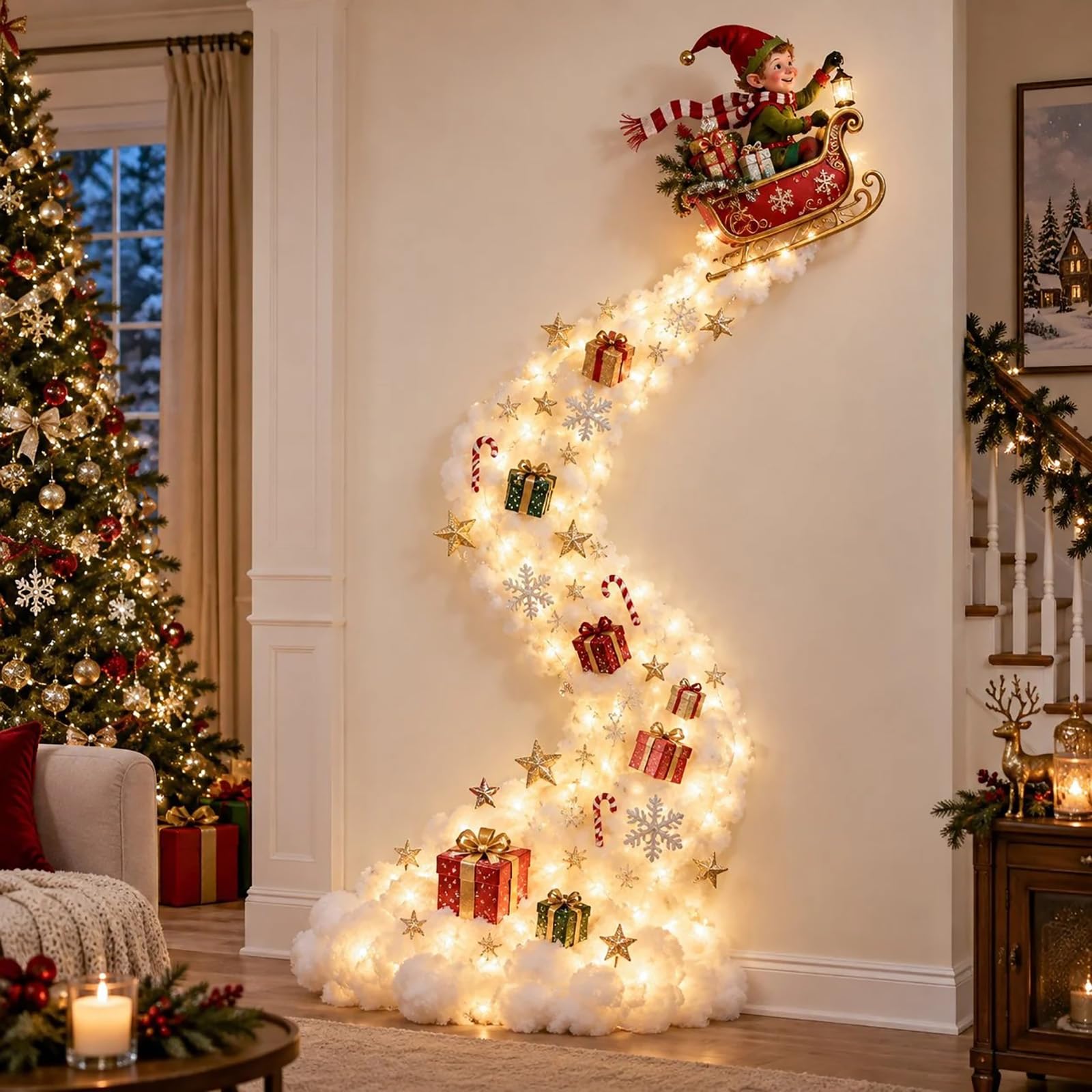 Christmas Magic Trail Wall Light, LED Christmas Wall Decor (North Pole Elf)