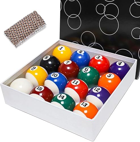 Billiard Balls Set 2-14" Regulation Size Pool Table Balls for Replacement (16 Resin Balls)