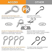 Vista 4 de ACCZIO Paquete de 8 tornillos de ojo de acero inoxidable 304, tornillos de gancho de ojo de 2.5 pulgadas M6 de servicio pesado, pernos de ojo