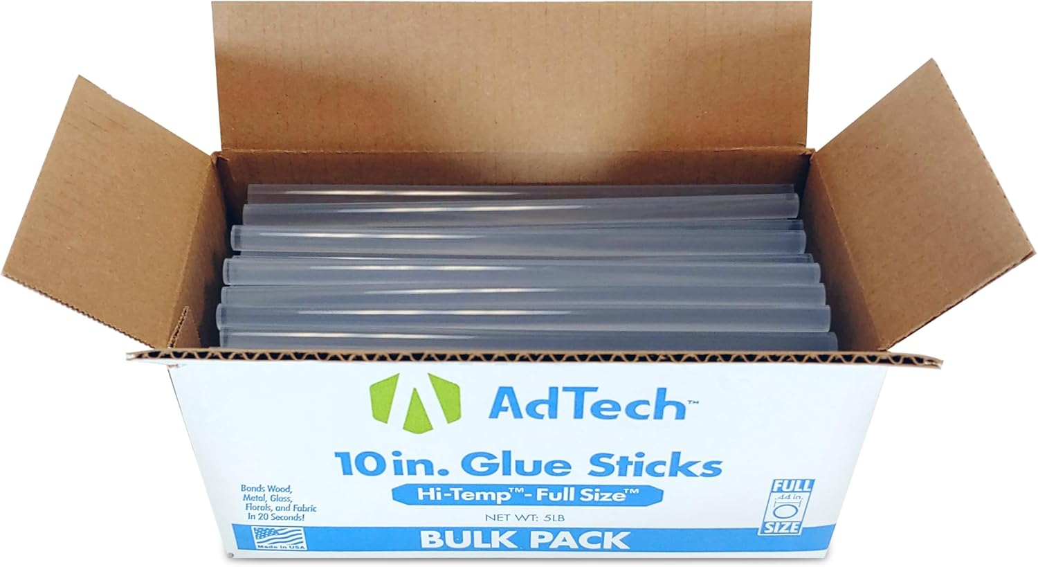 AdTech Hot Glue Sticks, 10" Full Size, Clear - 85 Count, High-Temp for High Temp Glue Guns, Quick Bonding for Crafting, DIY, and Repairs - Made in USA