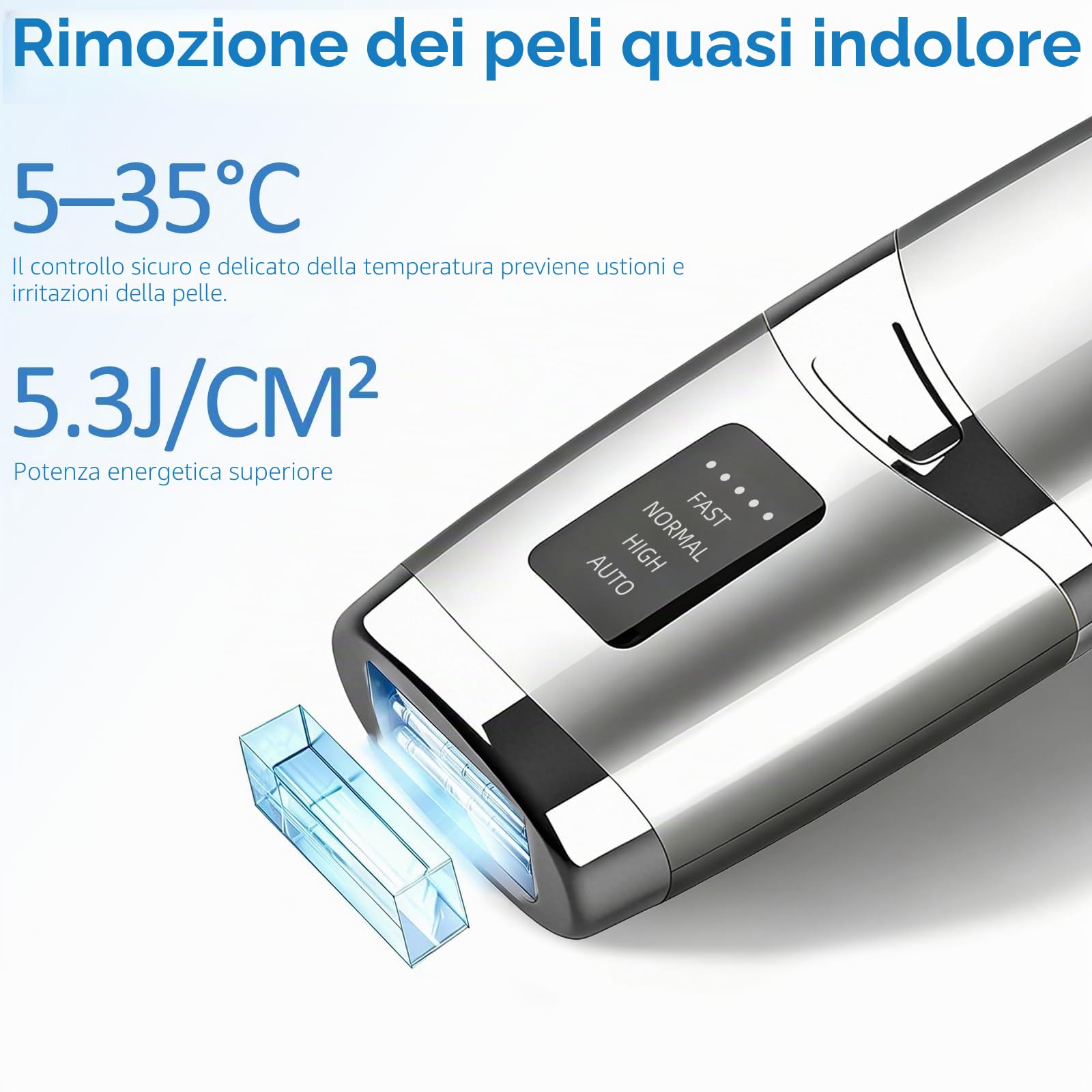 Epilatore Luce Pulsata, Dispositivo di Epilazione IPL, Epilatore Laser Indolore per Donna e Uomo, 999,999 Flashes per Risultati Duraturi, Laser Peli Donna, per Viso, Ascelle, Bikini, Corpo, Argento