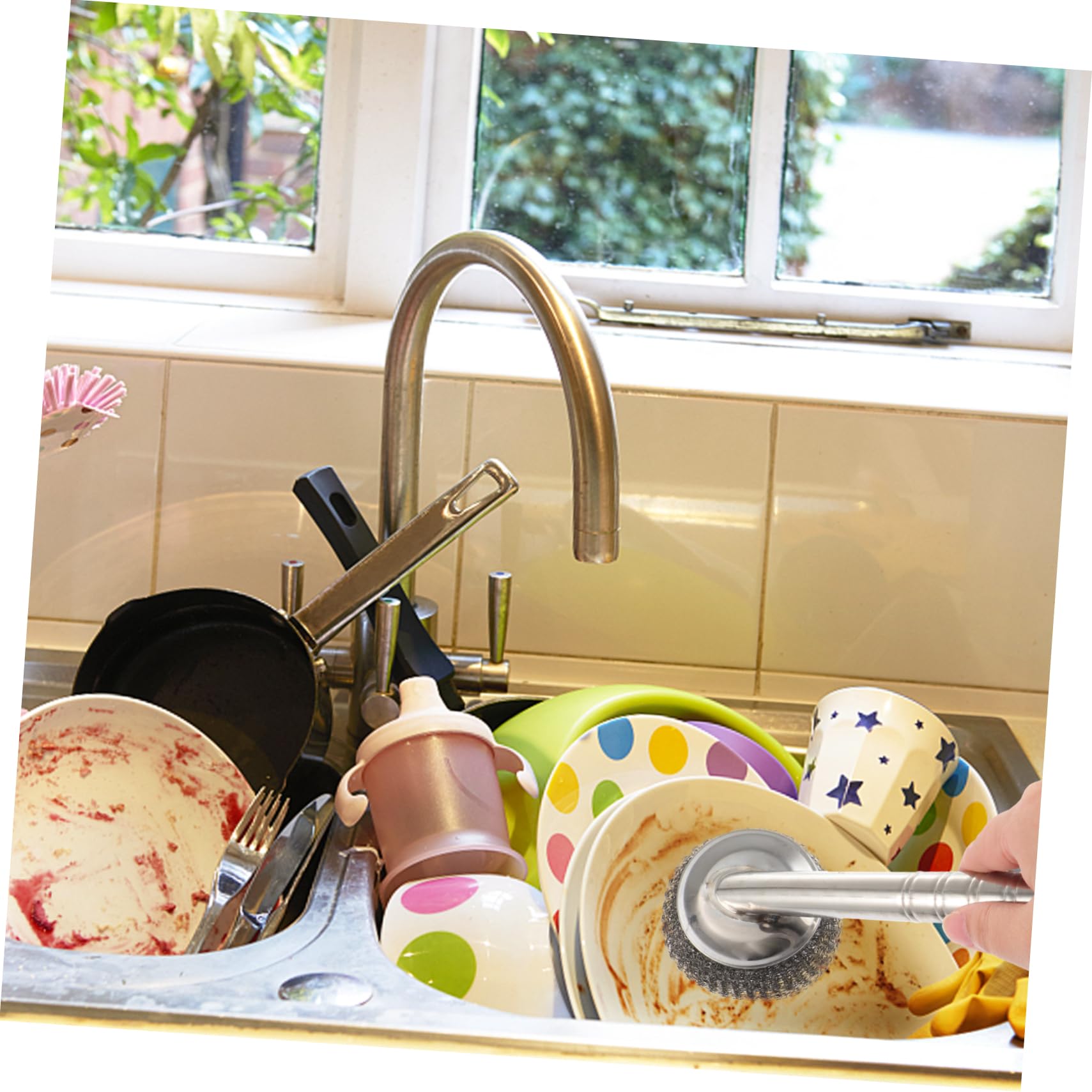 3 Piezas Cepillo de Bolas de Acero Limpieza de Bolas de Alambre Equipo Kitchen Cleaner Dish Brush Esponja Limpieza Limpiador de brochas Limpiador de Platos Cepillo de Cocina Silver Genérico