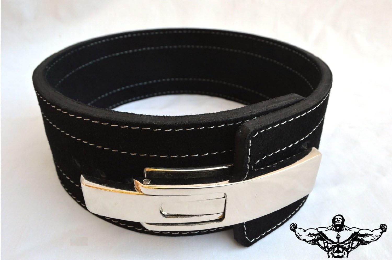 Powerlifting Belt with Lever Buckle (Black) - 4 Inch Wide 10mm Thick Weightlifting Strongman