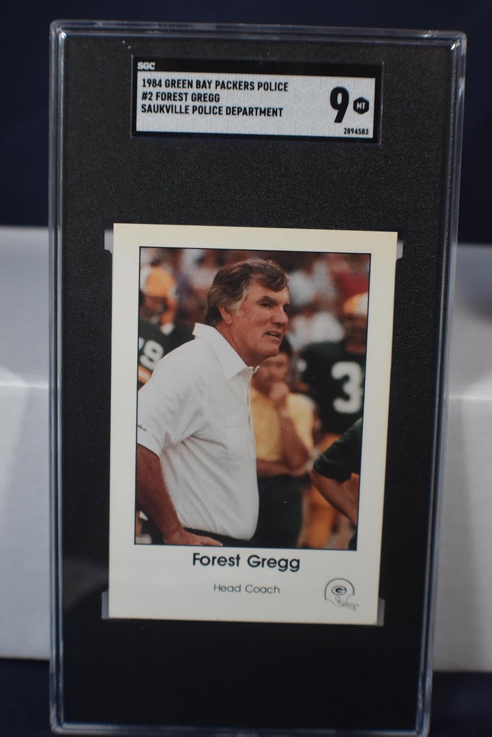 FOREST Forrest GREGG 1984 Green Bay Packers Police SGA #2 Football Card SGC Graded Mint 9 Saukville Police Department