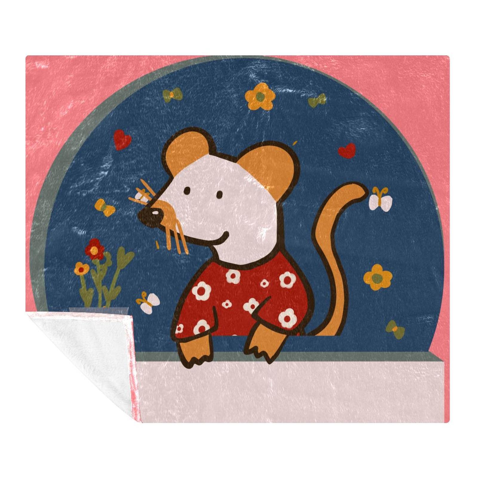 Couverture polaire dessin animé animal souris pour lit et canapé de chambre