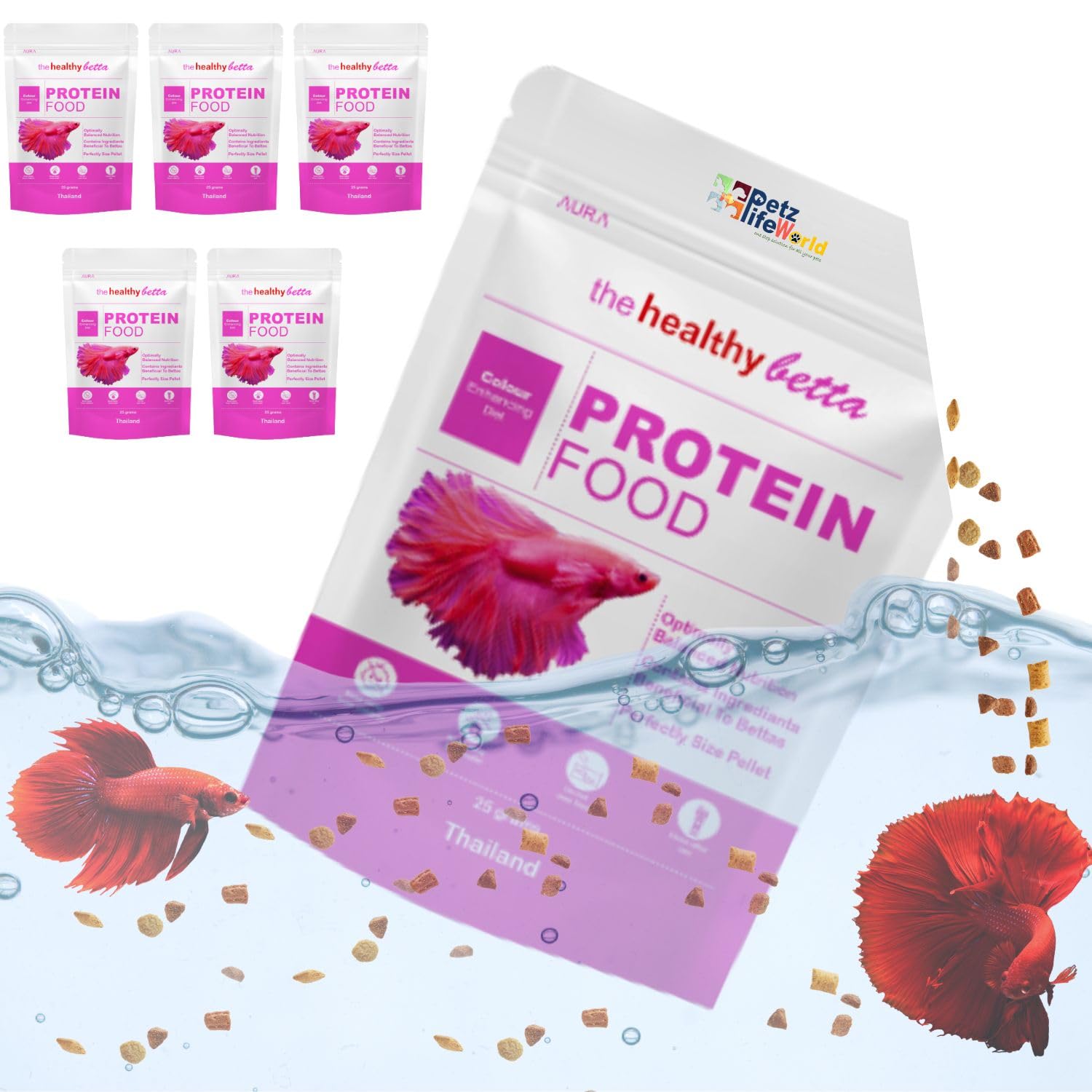 VAYINATO® Aura The Healthy Betta Protein Food, 25G | Color Enhancing Diet (Pack of 5) by Petzlifeworld (B0BLHNQX5M) Amazon Price History, Amazon Price Tracker