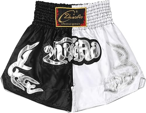 Miniatura 5 de QinCiao Pantalones cortos de boxeo Muay Thai para hombre, pantalones cortos de kickboxing, artes marciales, entrenamiento, gimnasio, entrenamiento