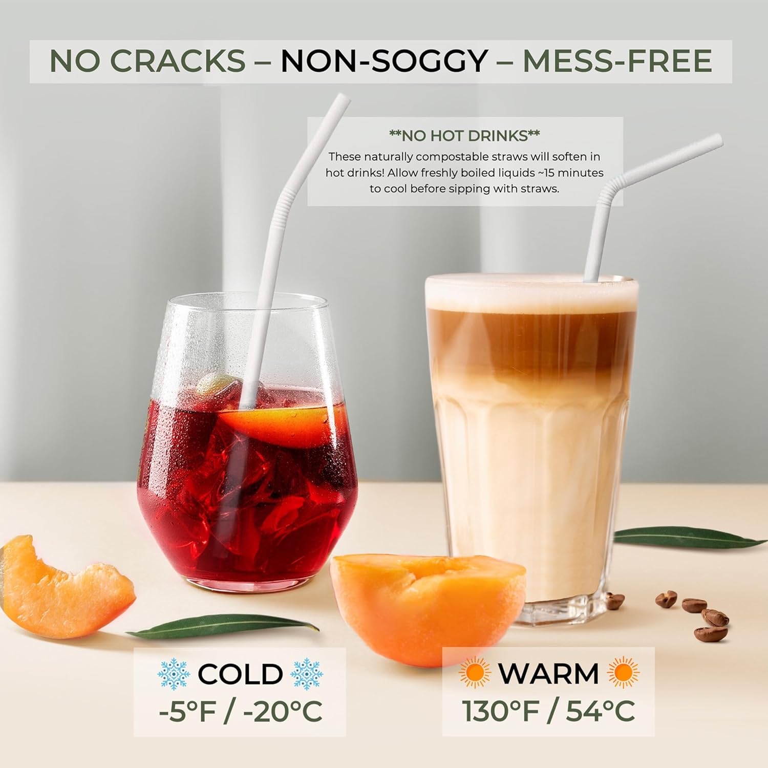 EcoPreps Flexible Biodegradable Bamboo Fiber Straws, 300 Count | 100% Compostable, Plastic-Free, Eco-Friendly Drinking Straws for Cold Drinks | 7.8'' Bendable, Disposable Bamboo Fiber Straw (300 PCS)