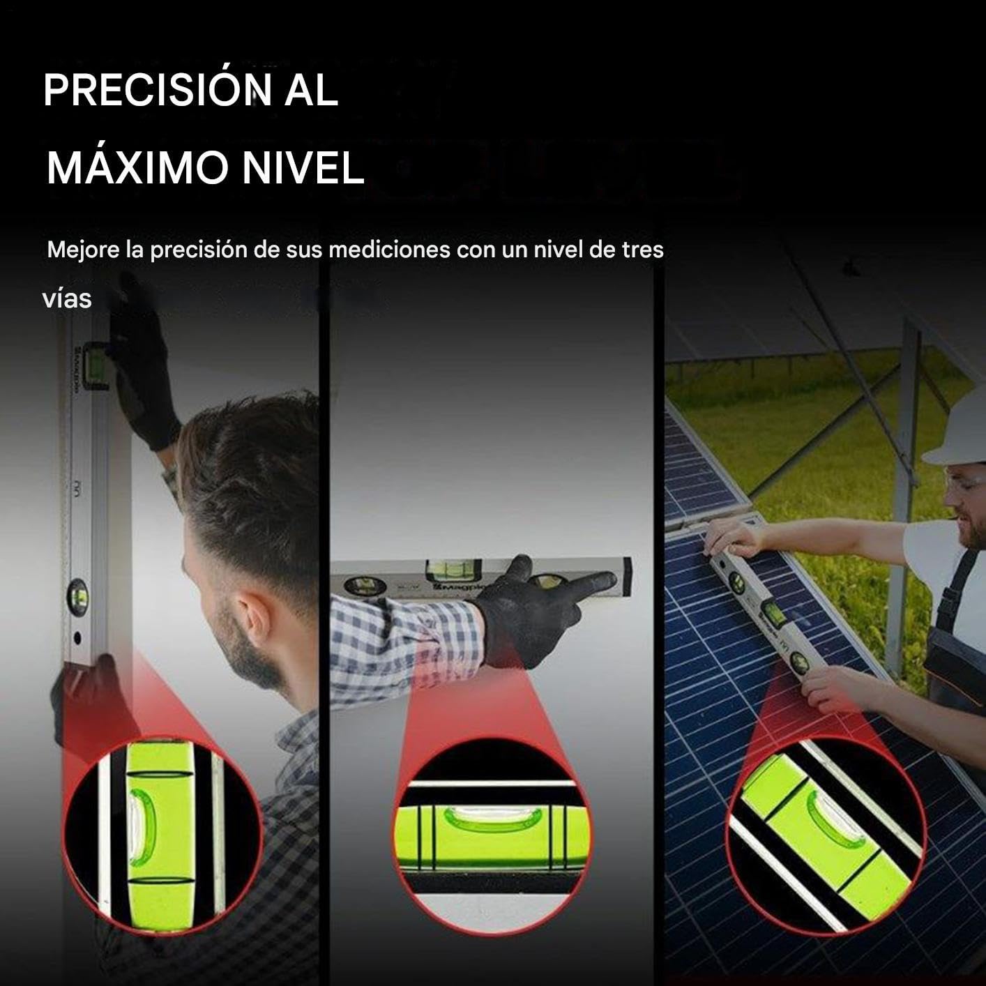 Nivel De Burbuja Magnético De 30 Cm - 3 Ampollas, Aluminio, Para Fontanería, Carpintería Y Bricolaje