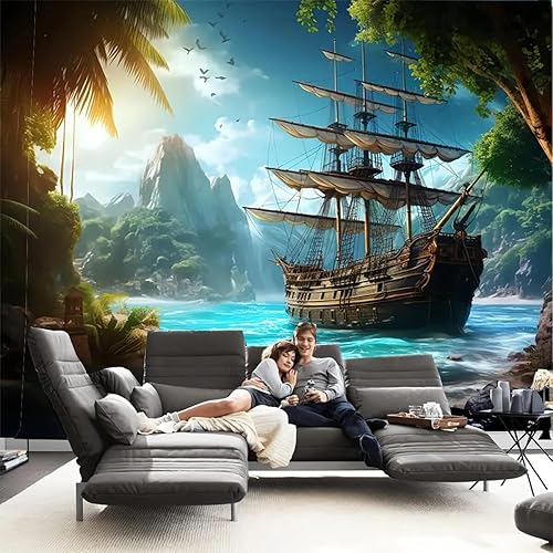 Miniatura 9 de FENDROM Tapiz náutico Decoración Fantasma Velero Arte de Pared Fantasía Paisaje Océano Náutico barco pirata Onda Vela Luna Tapices Colgantes de