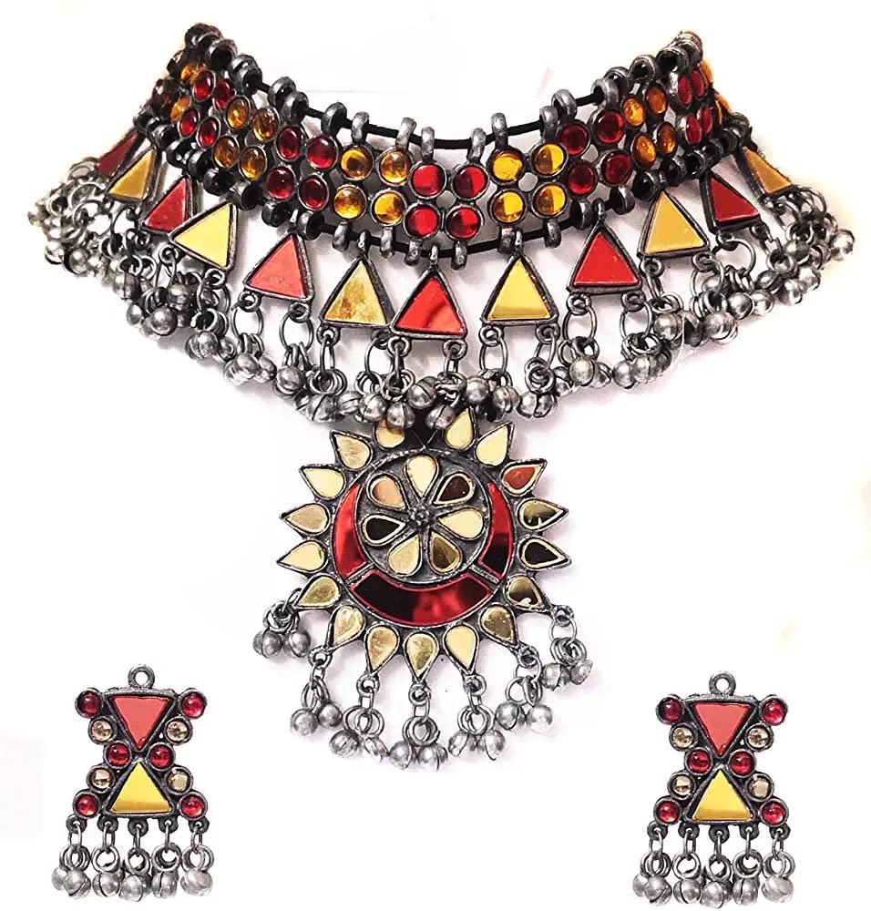 See full amazon price history chart for Dulcett Afghani Ethnic Mirror Choker Necklace Set | Banjara Style Mirror Necklace Set Women & Girls (Red and Yellow mirror Choker) Dulcett Afghani Ethnic Mirror Choker Necklace Set | Banjara Style Mirror Necklace Set Women & Girls (Red and Yellow mirror Choker) (B0B54W831D) Amazon Price History, Amazon Price Tracker