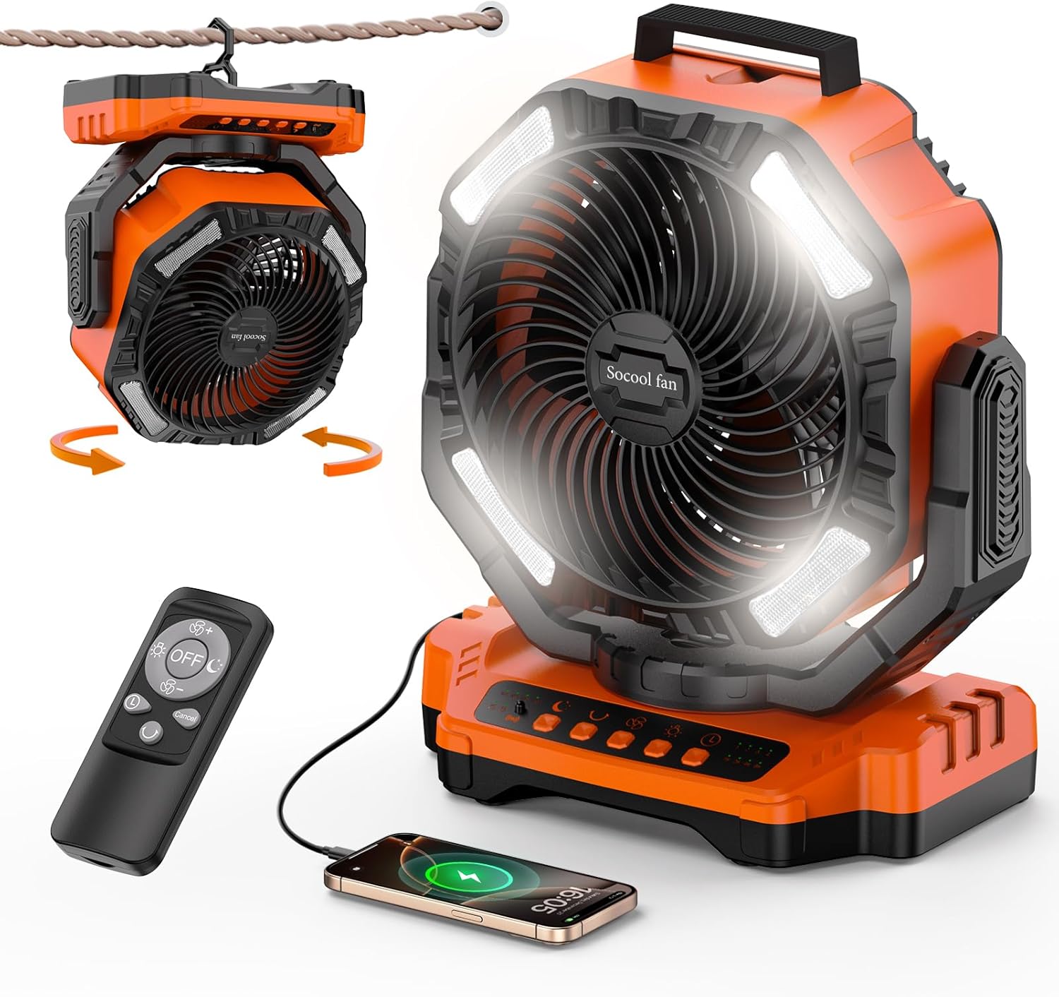StormLite 40K USB Desk Fan, 40000mAh oscillating