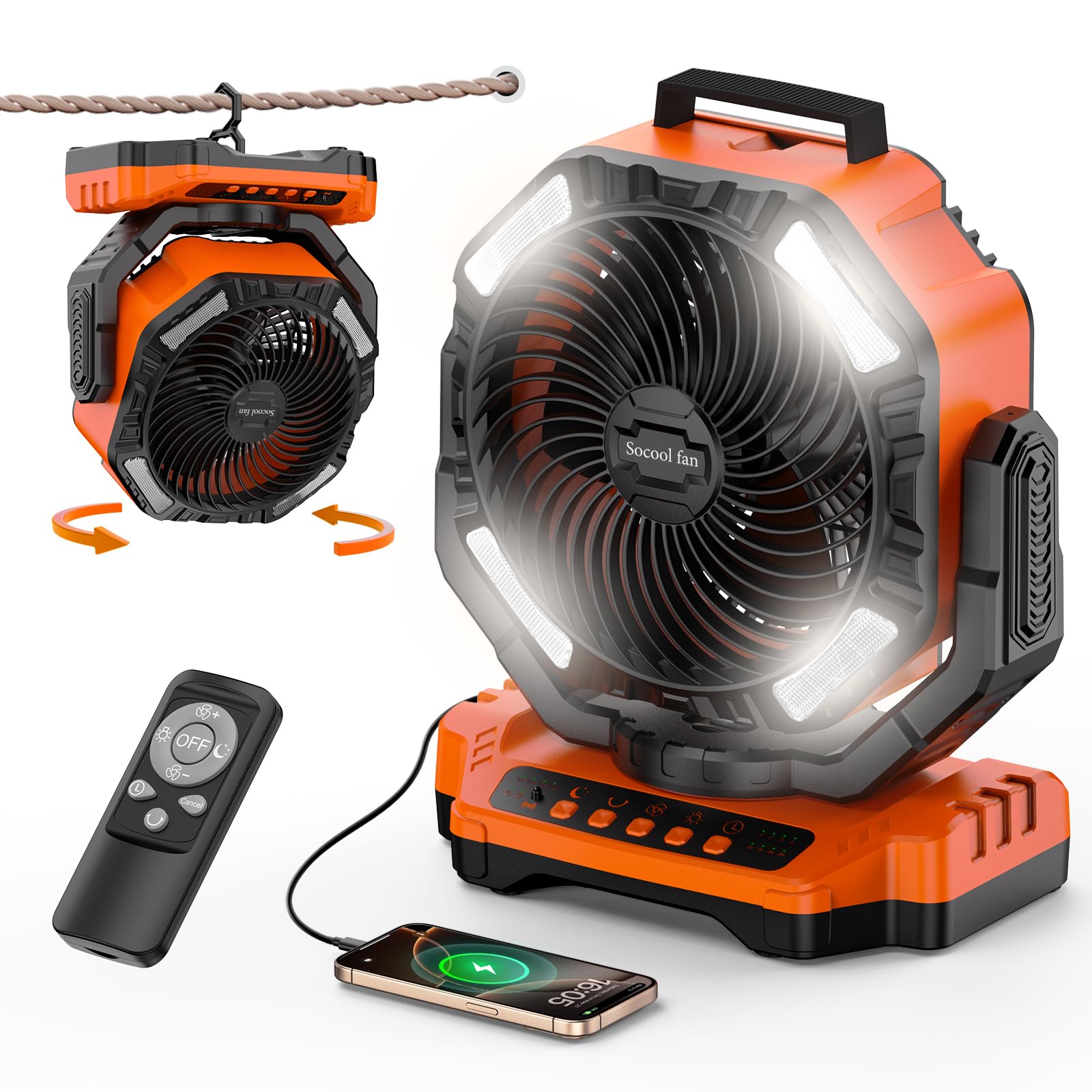 View 1 of *** may or may not work **
Socool Rechargeable Camping Fan with Remote and Light
