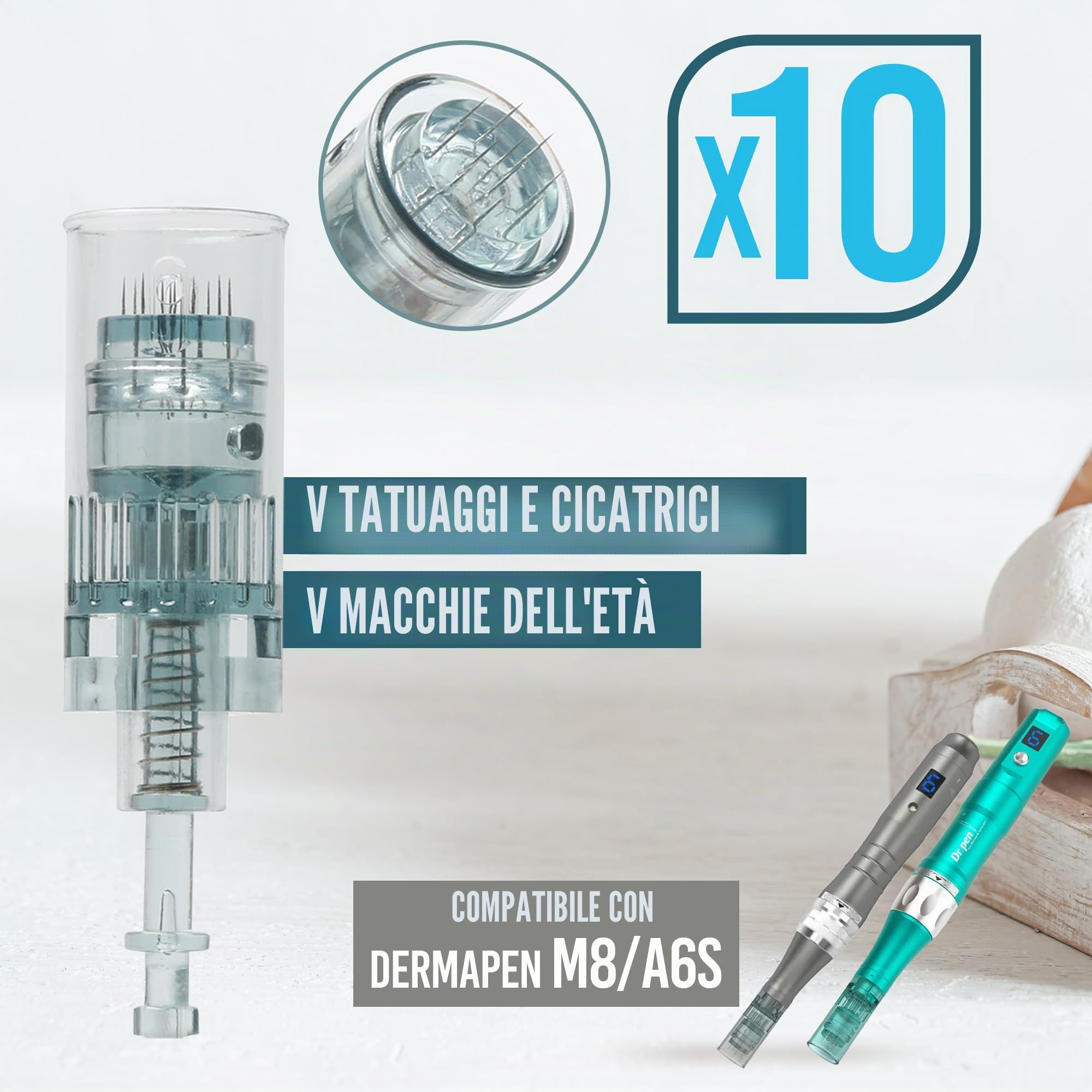 Cartuccia da 11 pin per Dermapen M8 e A6S | Confezione da 10 | Compatibile solo con Dr. Pen | Ago in acciaio chirurgico | Per il ripristino di capelli e pelle, miglioramento di cicatrici