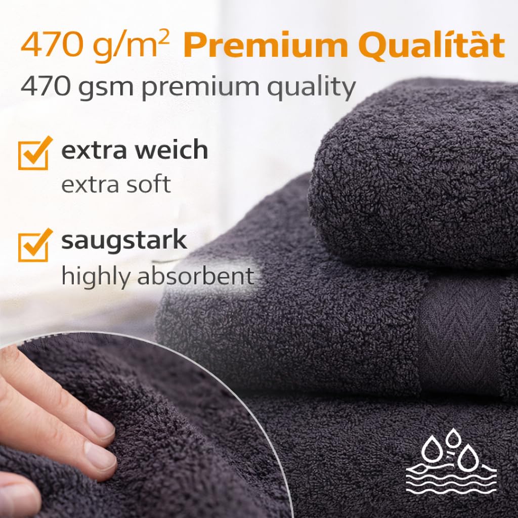 Betz Set di 4 asciugamani in spugna Premium 100% cotone 2 asciugamani da doccia 70x140 cm 2 asciugamani 50 x 100 cm 100% puro cotone (grafite)