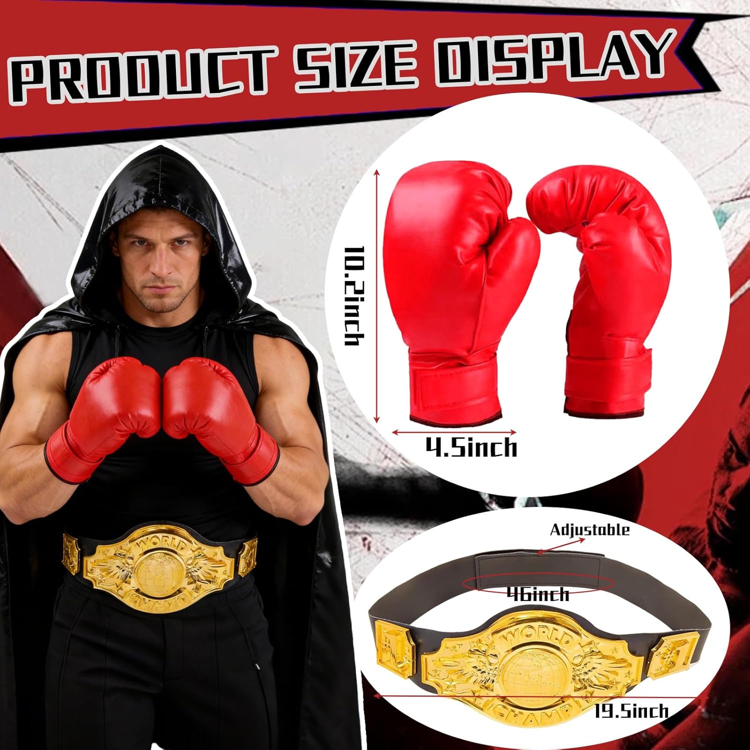 Championship Title Belt Wrestling Boxing Role-Play Costume for Parties and Fans