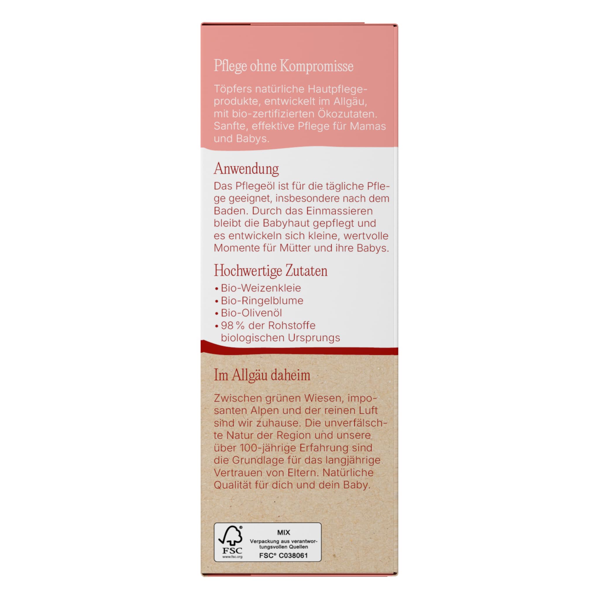 Töpfer Babycare Pflege- & Massageöl – tägliche Hautpflege & sanfte Massage – mit Bio-Olivenöl – dermatologisch getestet – 6x100ml
