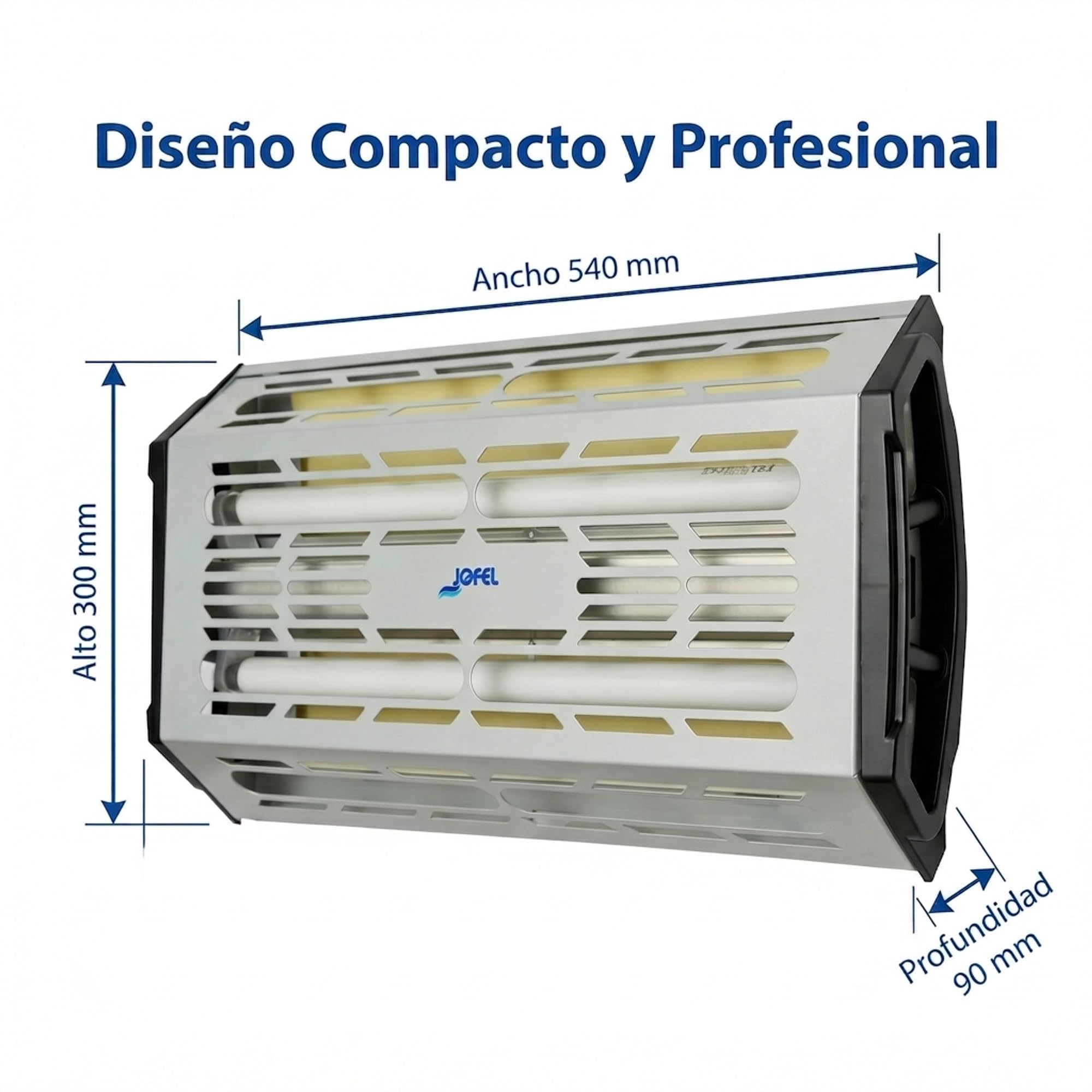 Jofel – AJ70000, Exterminador de insectos mediante láminas adhesivas, de 2 tubos de luz LED UV, para atraer insectos, potencia: 2x15 W (2 tubos)