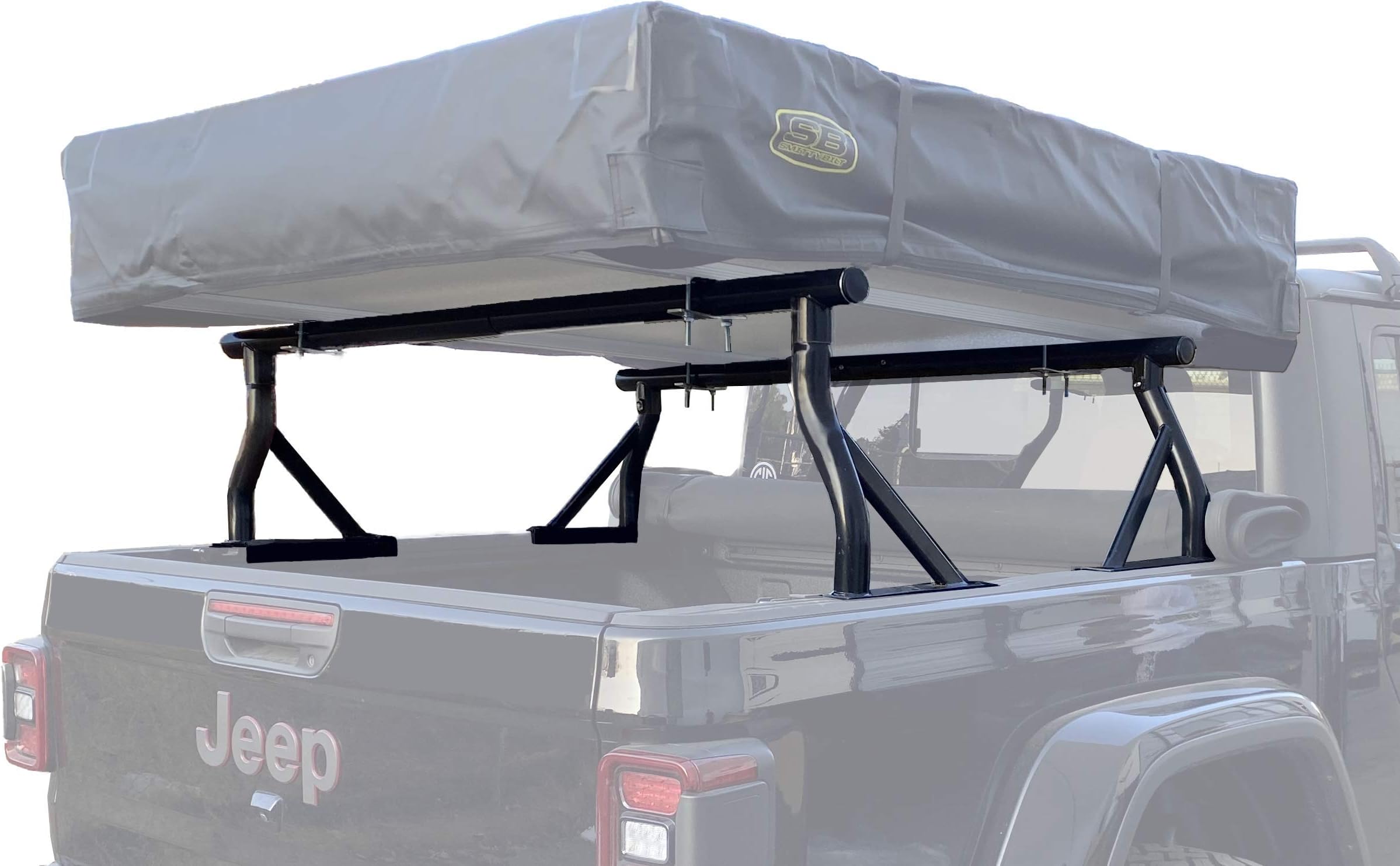 TMS 800 LB Low Profile Extendable Non-Drilling Steel Pickup Truck Bed Rack Sport Bar Rooftop Tent 2 Bar Set (Sportbar, 21'')