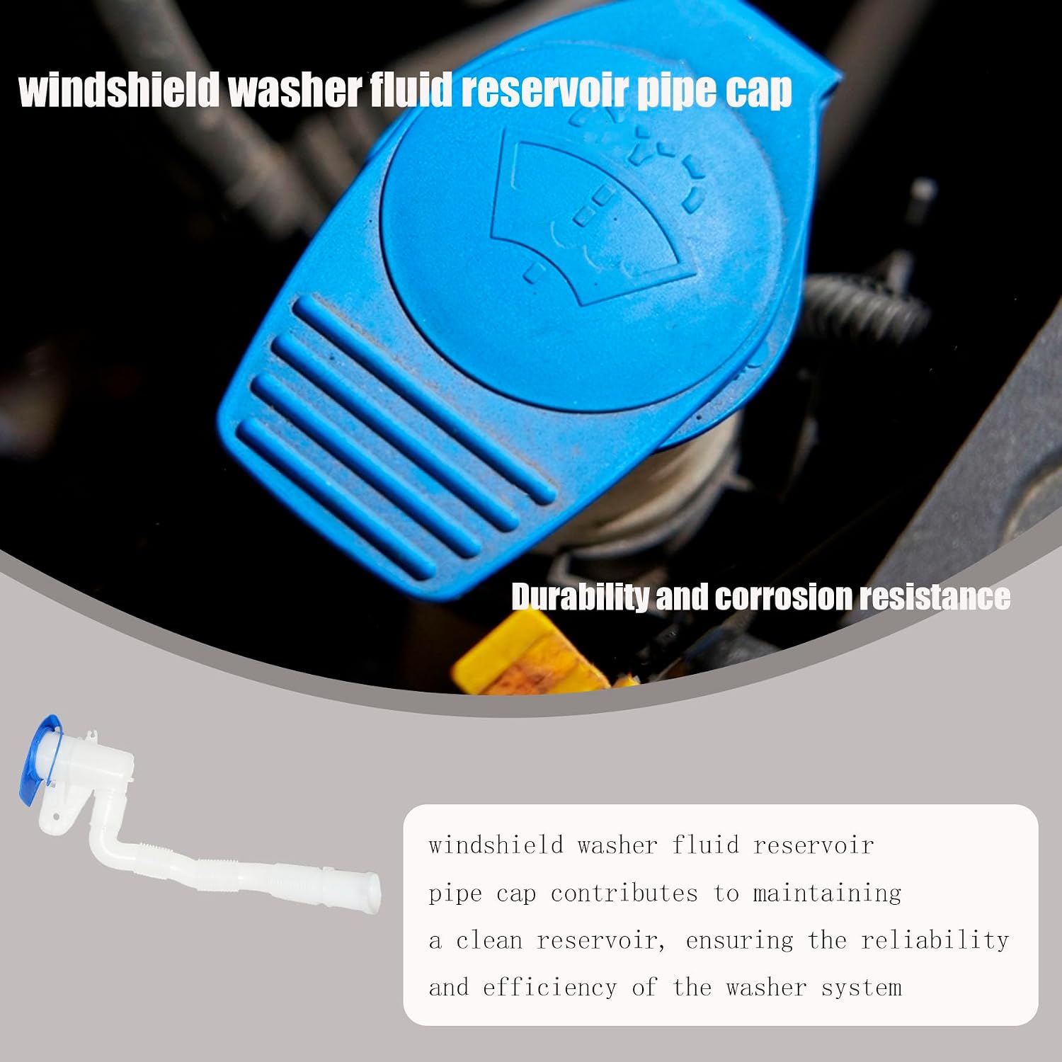1K0955453 Windshield Washer Fluid Reservoir Pipe Cap Compatible with VW Eos Golf Bora GLI Jetta Rabbit Audi A3 Replaces 1K0955453S 603-647
