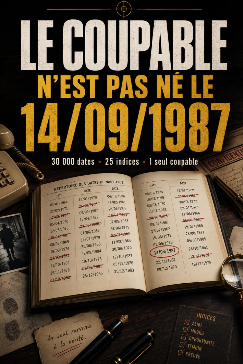 LE COUPABLE N’EST PAS NÉ LE 14/09/1987: Livre-jeu d’enquête criminelle – 30 000 dates suspectes, 1 seule date coupable