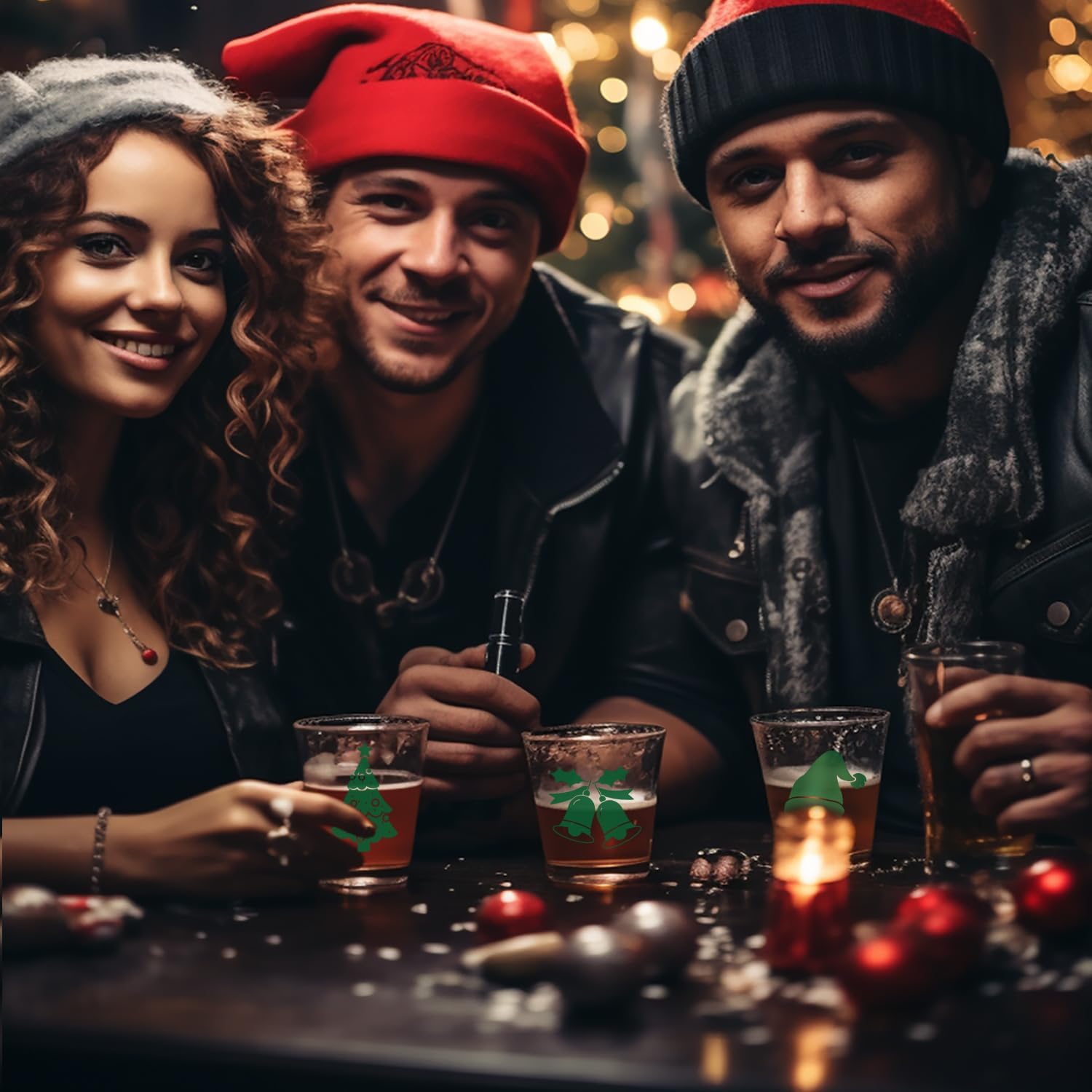 6 PCS Christmas Theme Shot Glasses Set, 1.5 oz Clear Shot Glass Cups with Heavy Base, Christmas New Year Party Supplies or Favors - Image 6