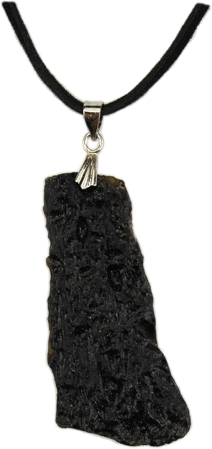 Pendant, Meteorite Caused Tektite Pendant + FAUX LEATHER CORD + GIFT BAG