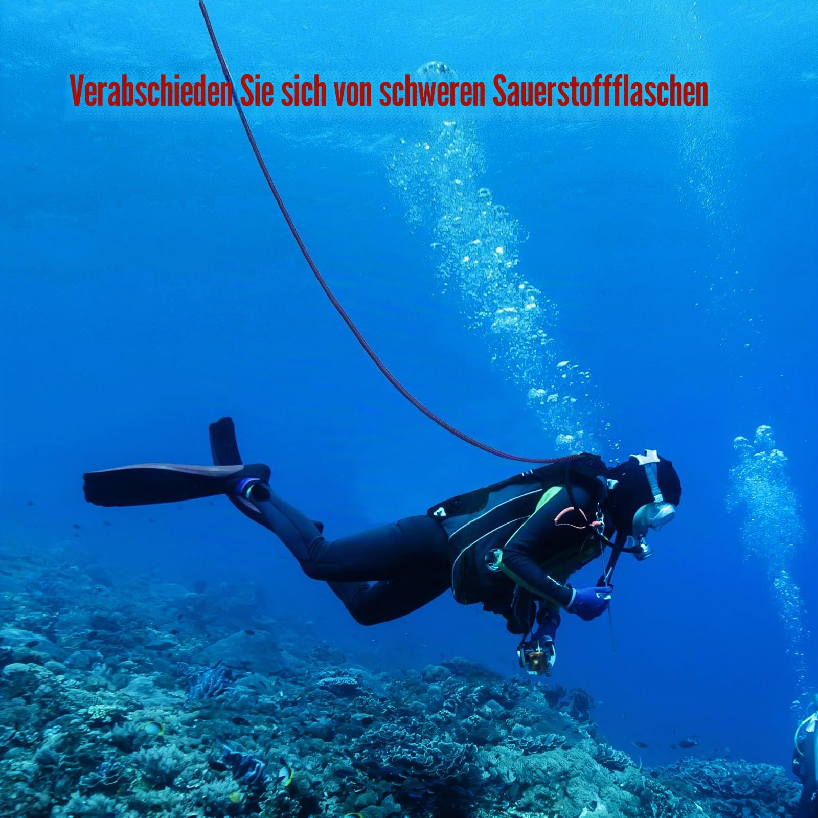 Scuba Dive System, Tauchen Ventilator Scuba Tank mit 10.1 m Schlauch, Wiederaufladbarer Luftkompressor Unterwasseratmungsgerät, Tankless Dive System zum Tauchen, Angeln, Bootsreinigung