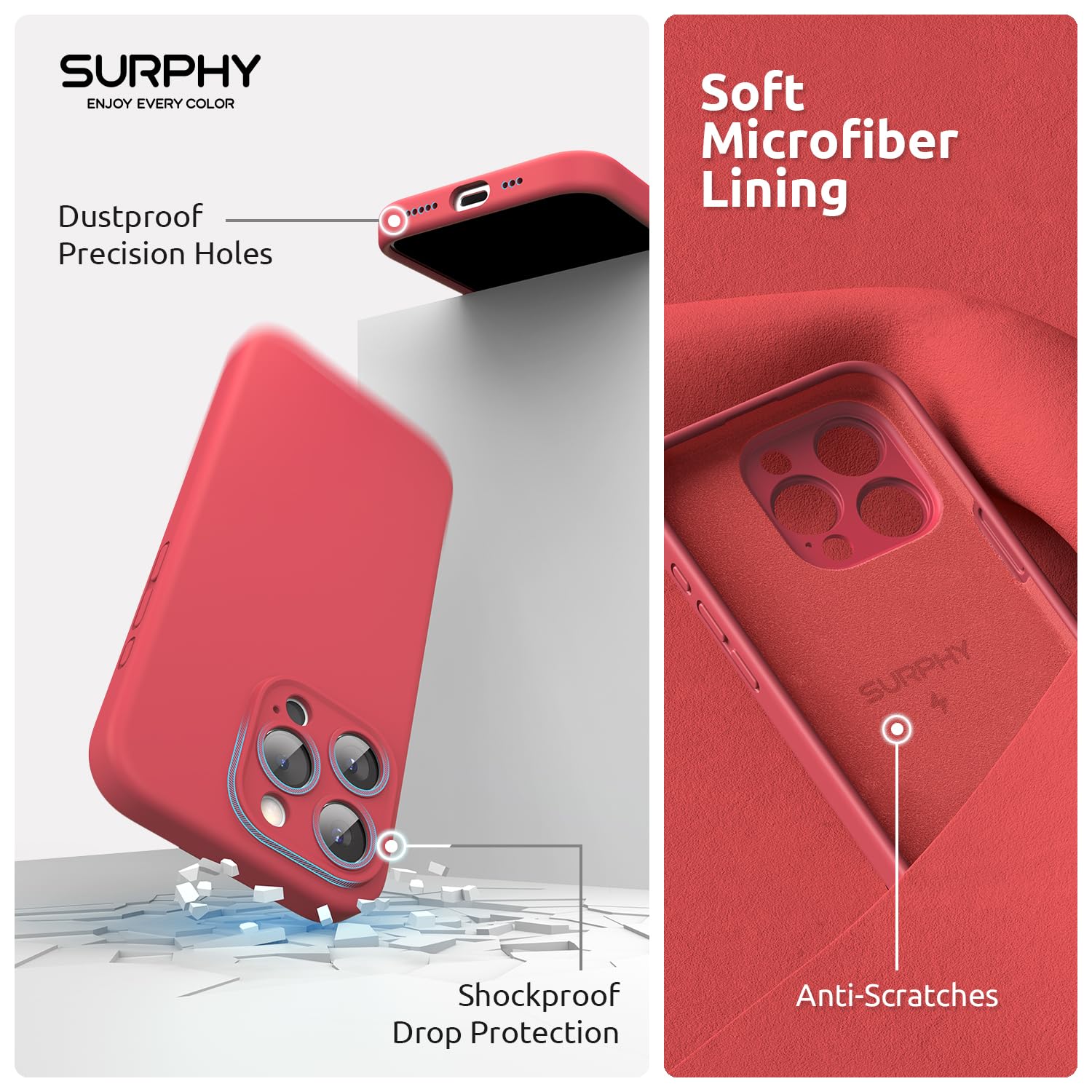 Cover SURPHY Per IPhone 15 Pro Con MagSafe - Traslucida Nera, Antiurto, Con 2 Vetri Temperati Inclusi - 3