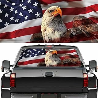 American USA Flag Eagle Car Rear Window Sticker Decoration,Perforated Window Film Decals for Truck