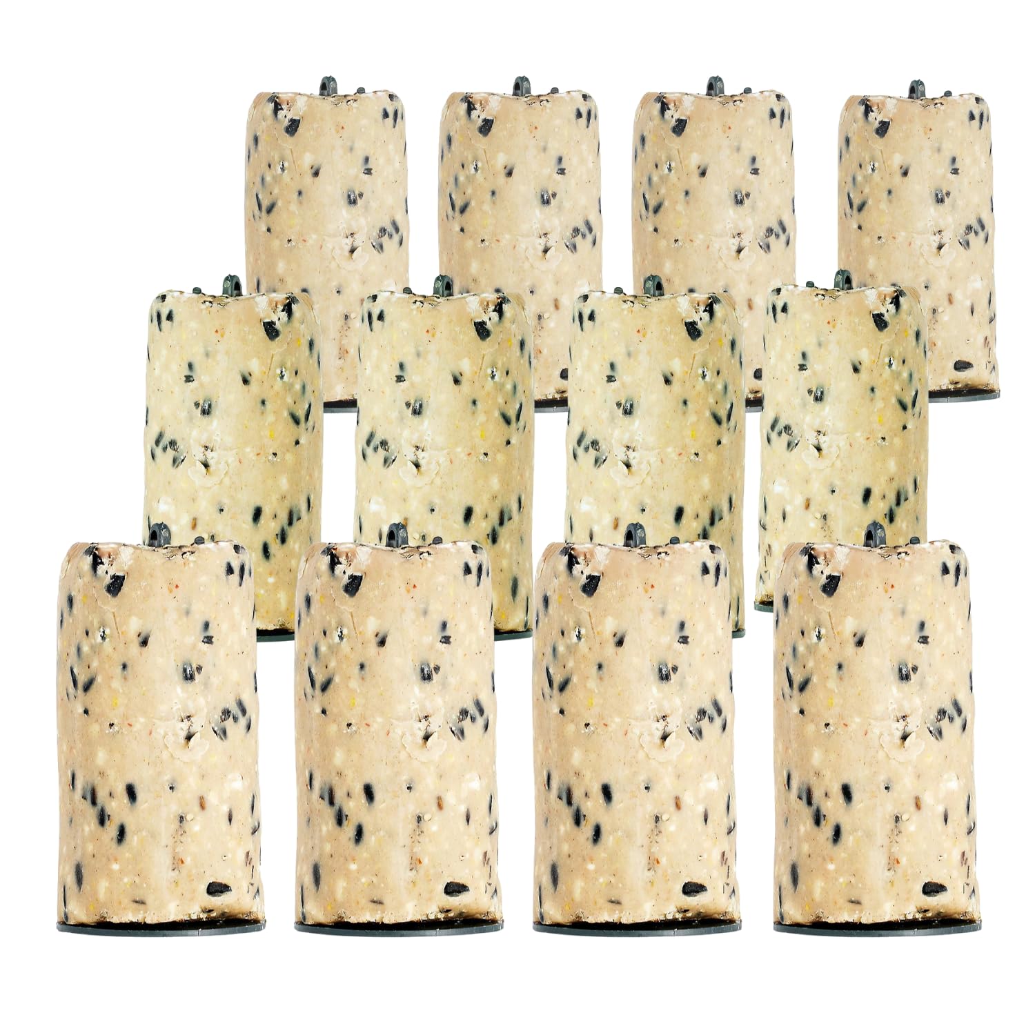 Grumpy Gardener Suet Logs Bird Food 4.8 Kg - Blend of Tallow & Bird Peanuts, Black Sunflower Seeds for Birds, Wild Bird Feed Blocks, Alternative to Suet Pellets, 400 Grams x 12 Logs